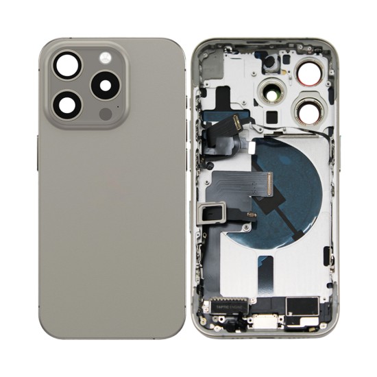 Tampa Traseira+Frame+Flex+Vibrator Apple iPhone 15 Pro com  Wireless Charge+Flashlight Flex Titânio Natural